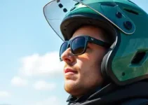 capacete aberto com óculos